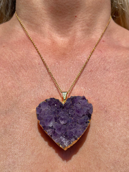 “The Amethyst Heart” Natural Druzy Pendant (chain not included)