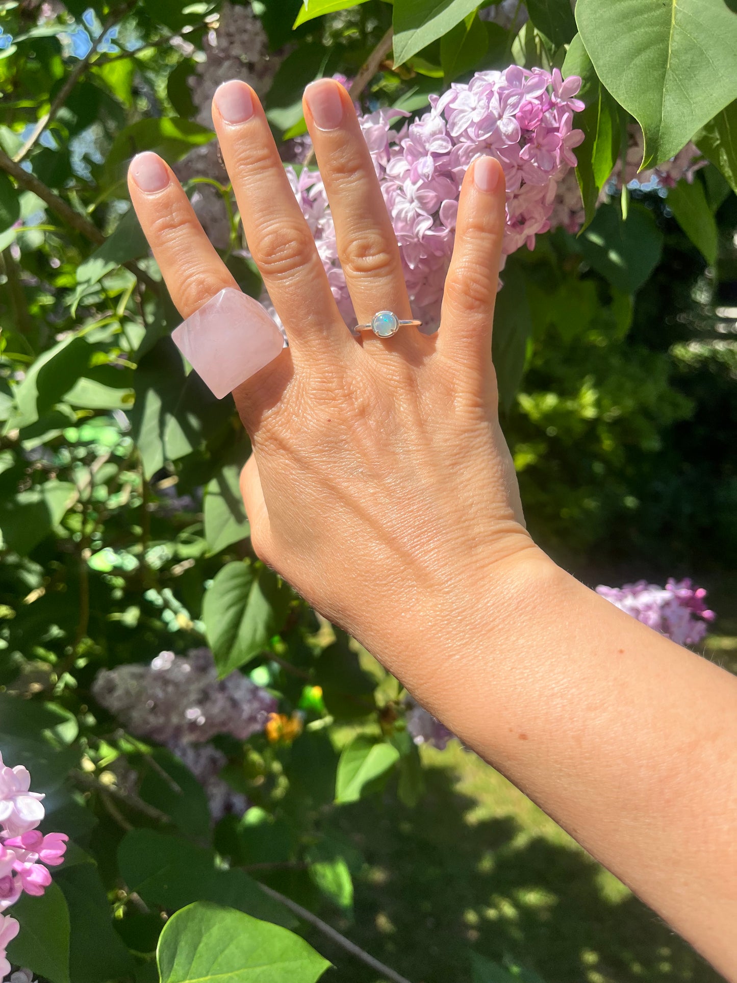 “The Rose Embrace” Smooth Rose Quartz Statement Ring