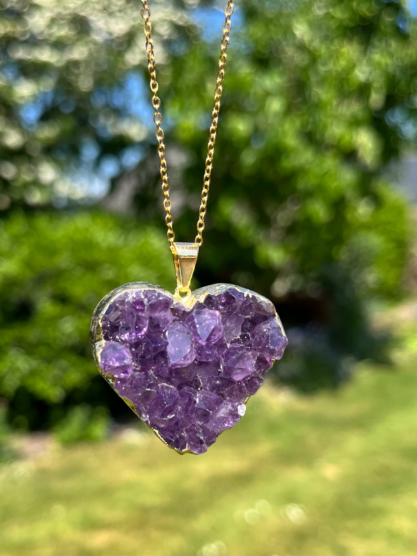 “The Amethyst Heart” Natural Druzy Pendant (chain not included)