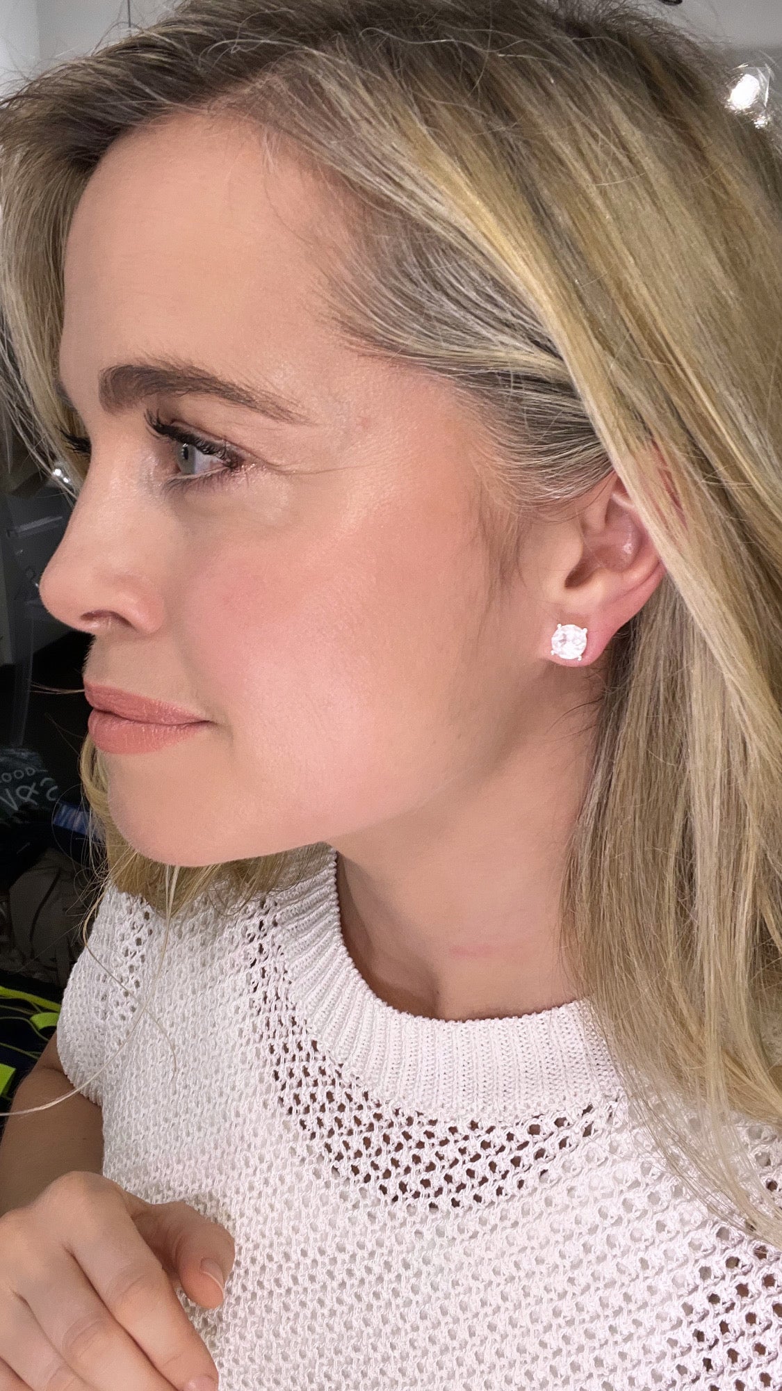 Rose Quartz Stud Earrings 18k+ Gold Plated