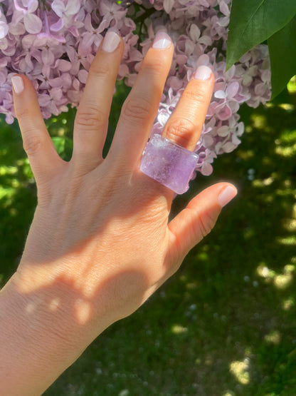 “The Violet Embrace” Smooth Amethyst Statement Ring