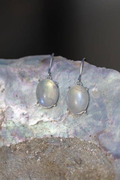 Rainbow Moonstone Pendant Earrings – Milky Glow Edition | Sterling Silver