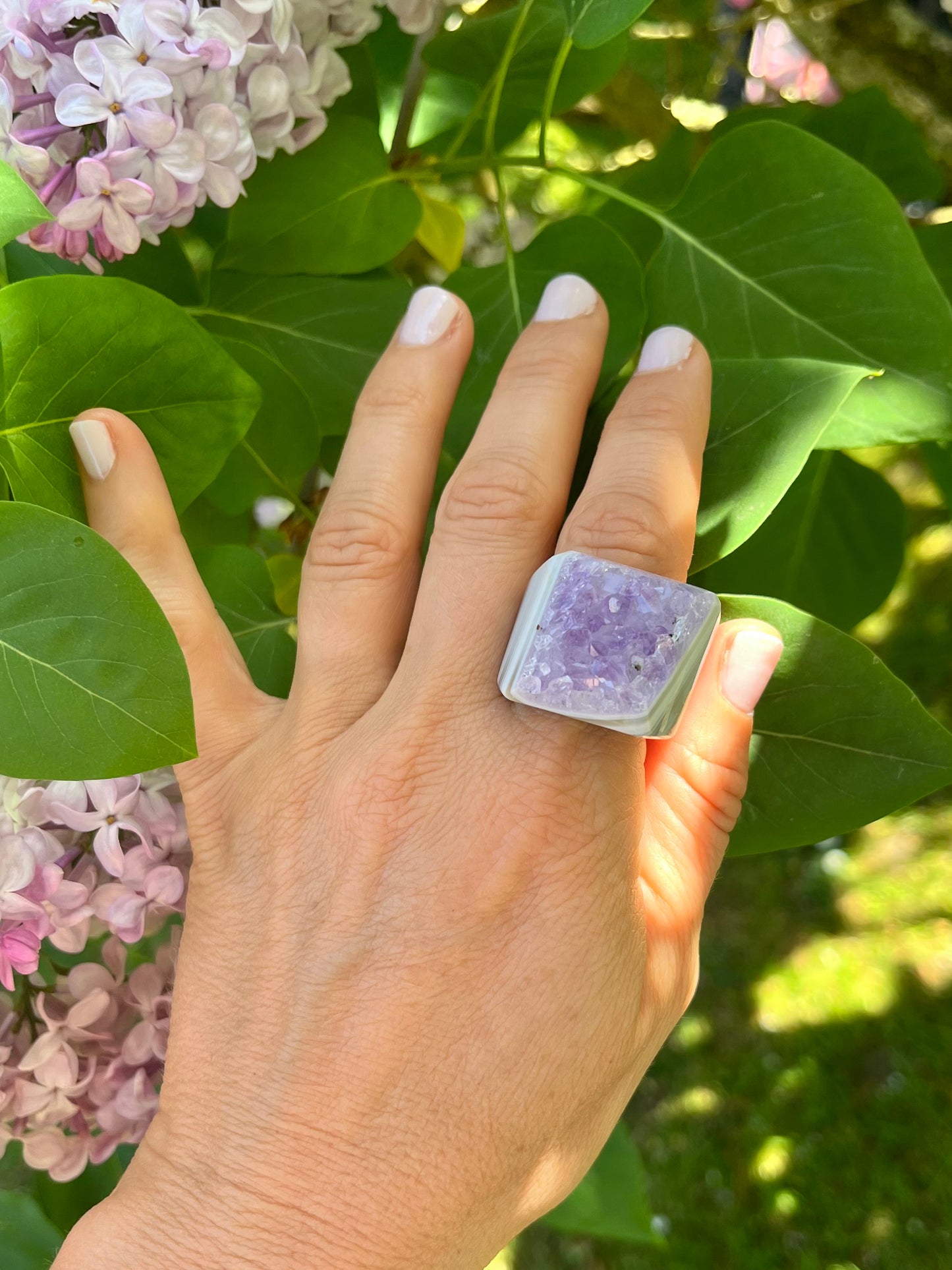 “The Druzy Embrace” Natural Amethyst Statement Ring