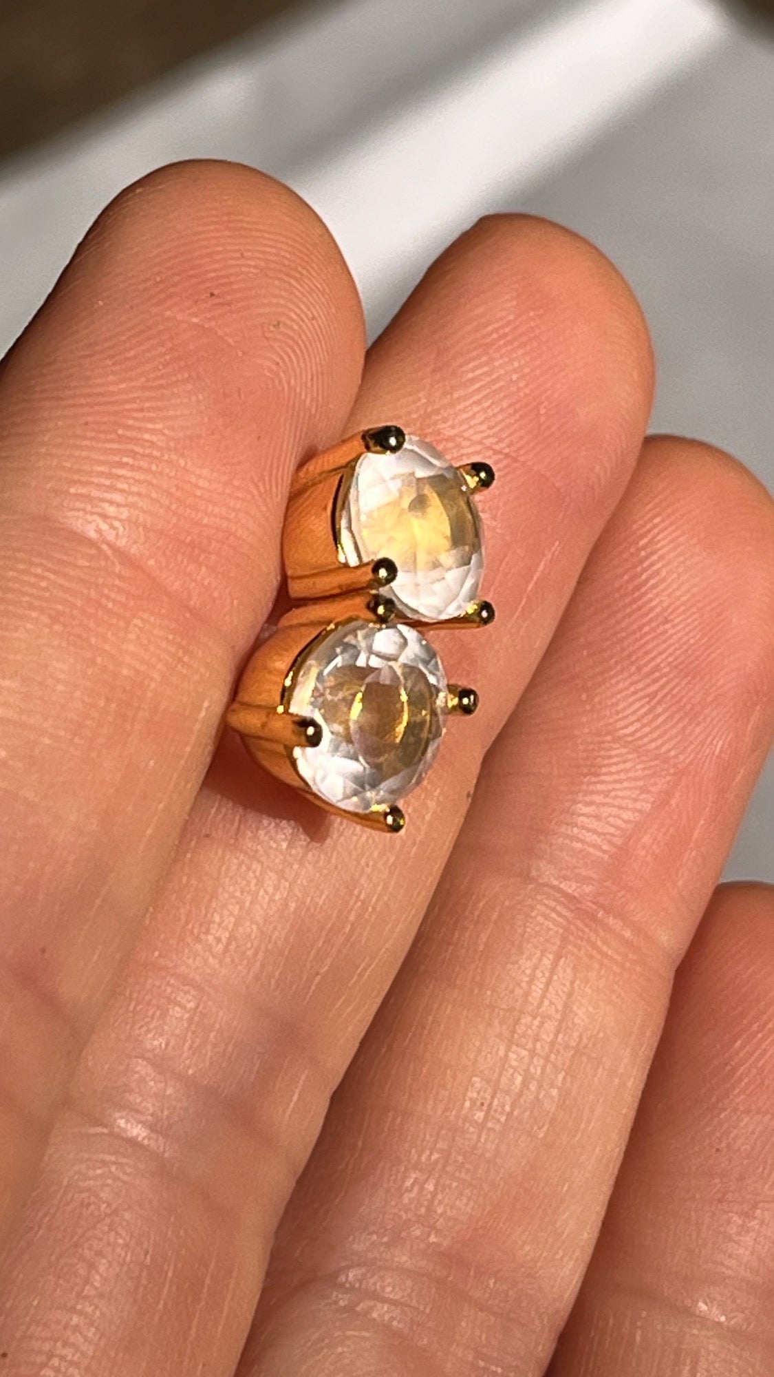 Rose Quartz Stud Earrings 18k+ Gold Plated