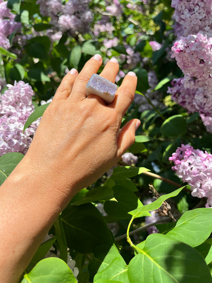 “The Druzy Embrace” Natural Amethyst Statement Ring