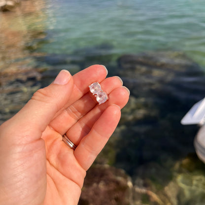 Rose Quartz Studs Earrings Sterling Silver