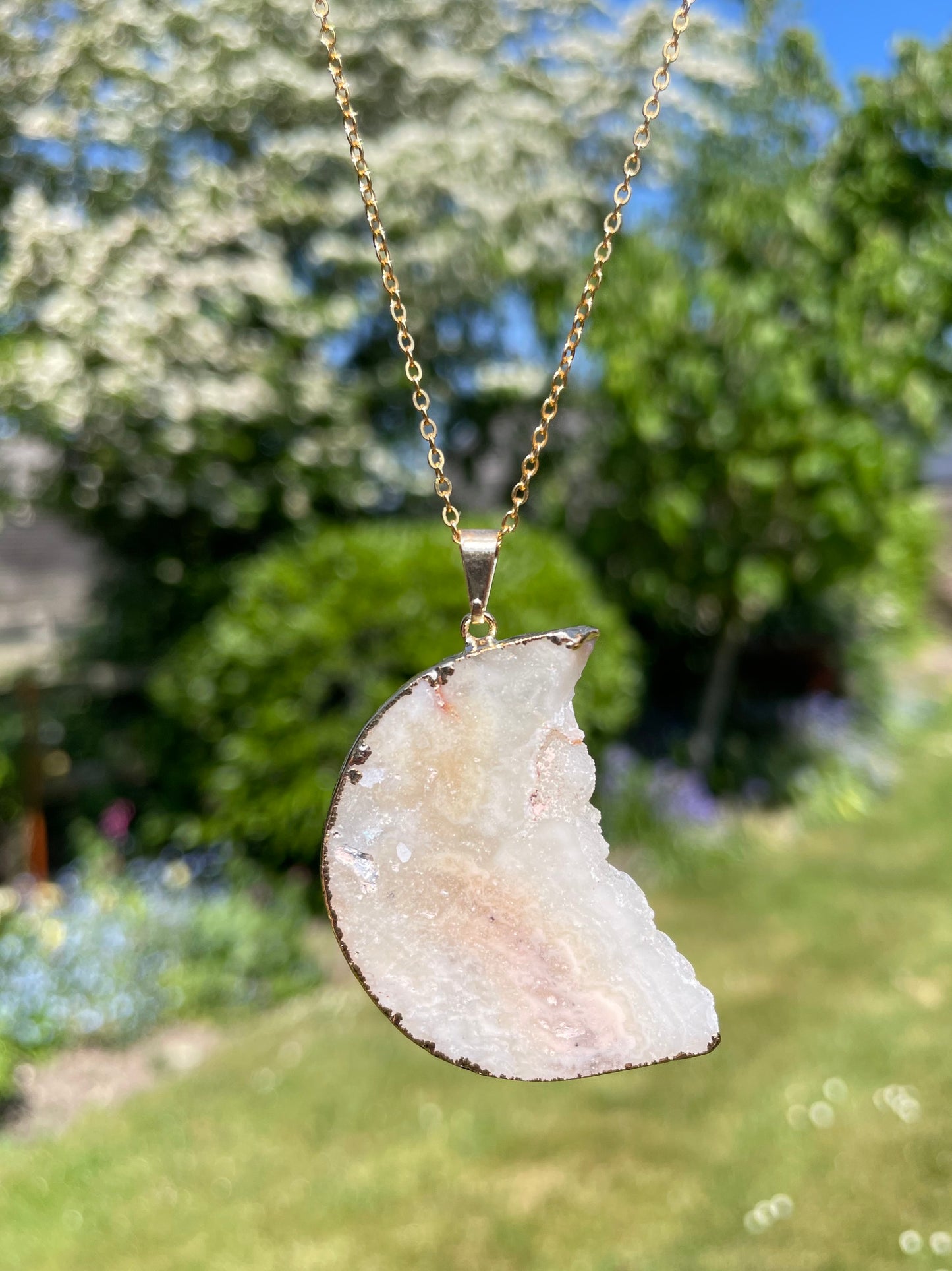 “The Crystal Slice” Natural Amethyst & Agate Pendant (chain not included)