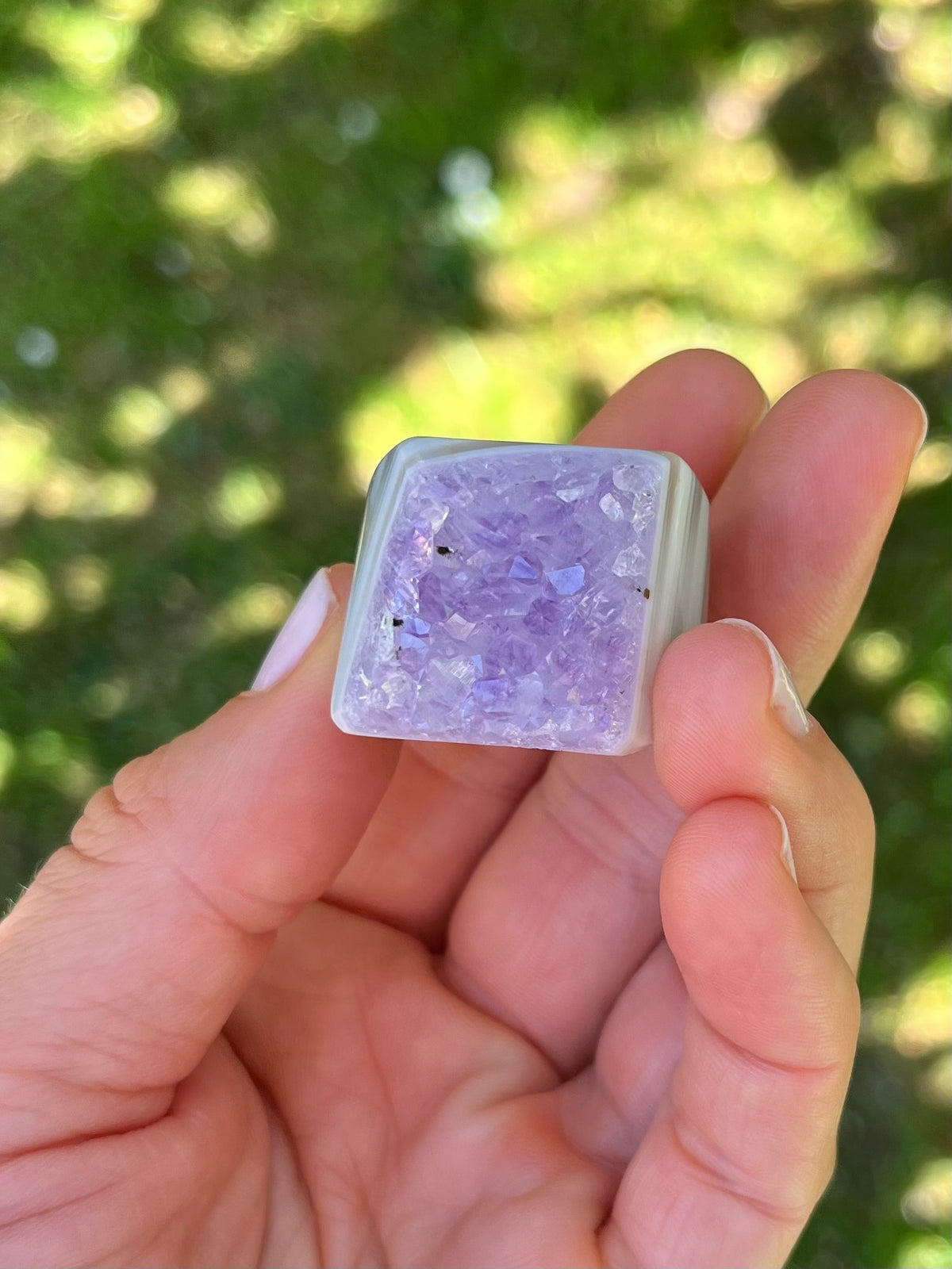 Natural amethyst druzy statement ring handcrafted by Marie-Françoise Jewellery