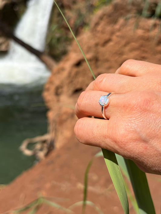 Natural opal ring in sterling silver by Marie-Françoise Jewellery