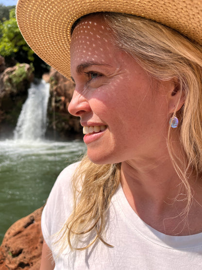 Milky Glow rainbow moonstone pendant earrings in sterling silver by Marie-Françoise Jewellery