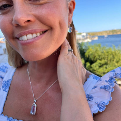 Rainbow Moonstone Sterling Silver Pendant Necklace