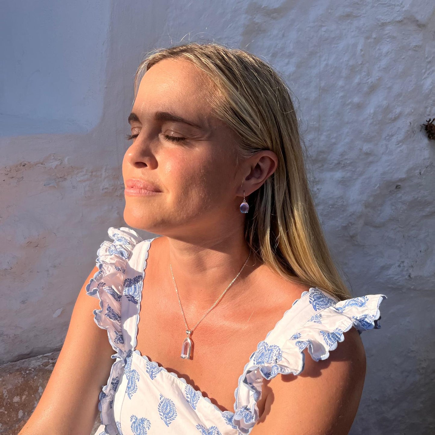 Rainbow Moonstone Sterling Silver Pendant Earrings