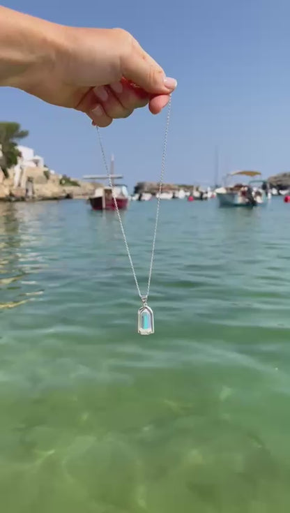 Rainbow Moonstone Sterling Silver Pendant Necklace