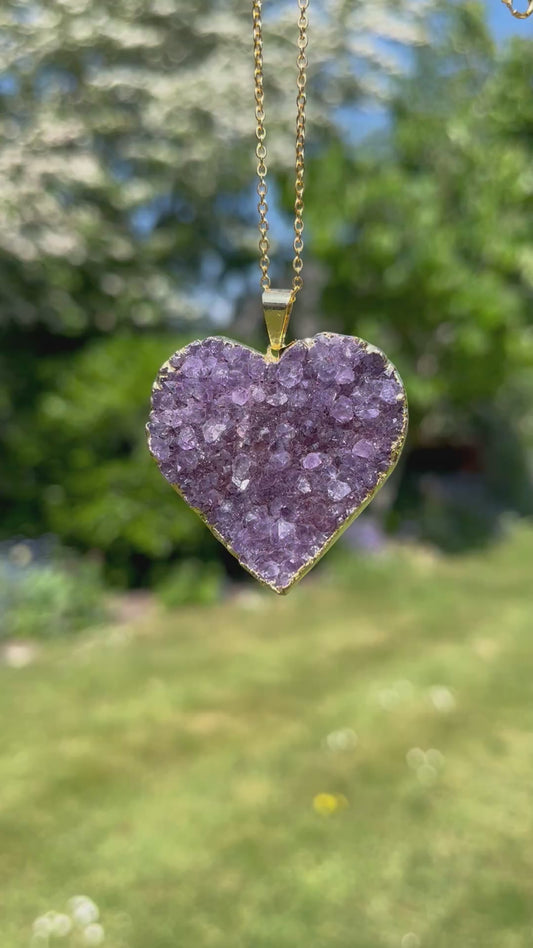 “The Amethyst Heart” Natural Druzy Pendant (chain not included)