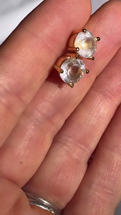 Rose Quartz Stud Earrings 18k+ Gold Plated